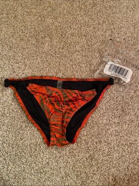 Victoria's Secret Orange and Black Zebra Print Bikini Bottoms